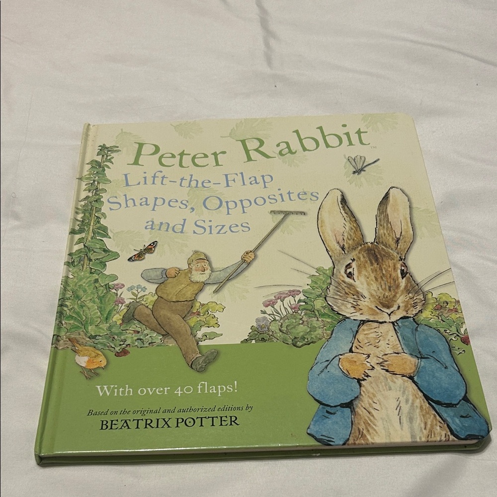 2/$15 Peter Rabbit, 40 lift the flap shapes opposites sizes, Beatrix Potter